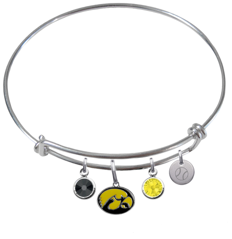 Iowa Hawkeyes Baseball Expandable Wire Bangle Charm Bracelet