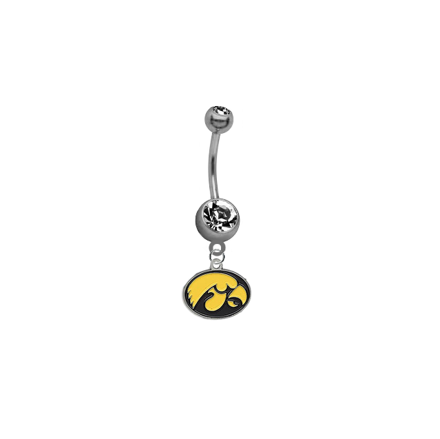 Iowa Hawkeyes SILVER College Belly Button Navel Ring