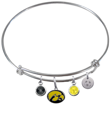Iowa Hawkeyes Soccer Expandable Wire Bangle Charm Bracelet