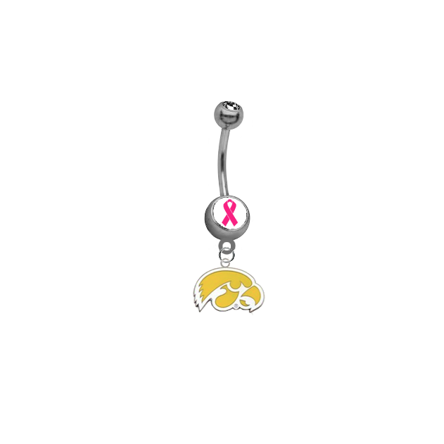 Iowa Hawkeyes Style 2 Breast Cancer Awareness Belly Button Navel Ring