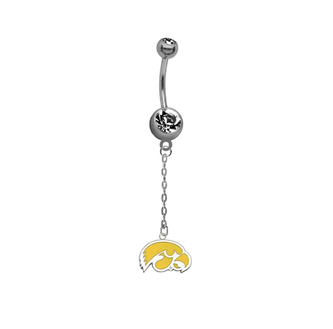 Iowa Hawkeyes Style 2 Dangle Chain Belly Button Navel Ring