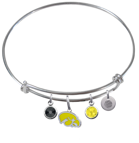 Iowa Hawkeyes Style 2 Basketball Expandable Wire Bangle Charm Bracelet
