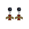 Iowa State Cyclones BLACK Swarovski Crystal Stud Rhinestone Earrings