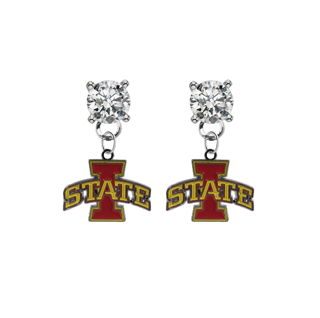 Iowa State Cyclones CLEAR Swarovski Crystal Stud Rhinestone Earrings