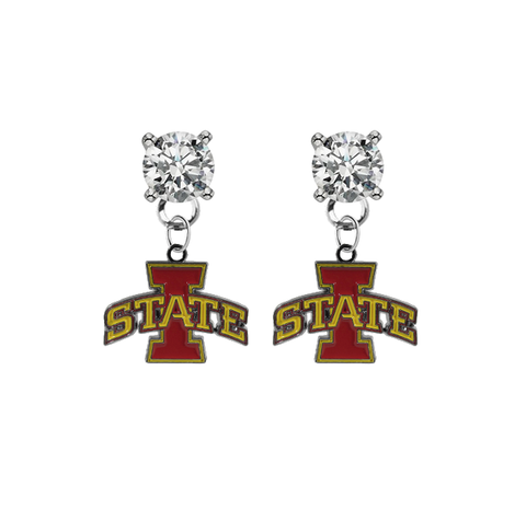 Iowa State Cyclones CLEAR Swarovski Crystal Stud Rhinestone Earrings