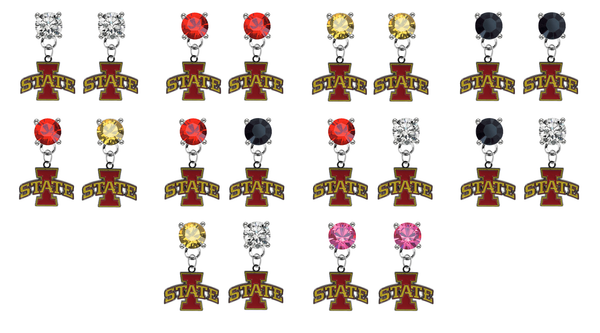 Iowa State Cyclones NCAA Swarovski Crystal Stud Rhinestone Earrings