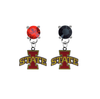 Iowa State Cyclones RED & BLACK Swarovski Crystal Stud Rhinestone Earrings