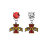 Iowa State Cyclones RED & CLEAR Swarovski Crystal Stud Rhinestone Earrings