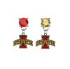 Iowa State Cyclones RED & GOLD Swarovski Crystal Stud Rhinestone Earrings