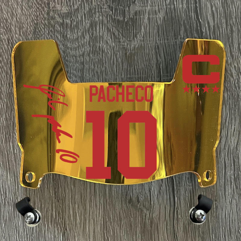 Kansas City Chiefs Isiah Pacheco Mini Football Helmet Visor Shield Gold Chrome Mirror w/ Clips - PICK COLOR