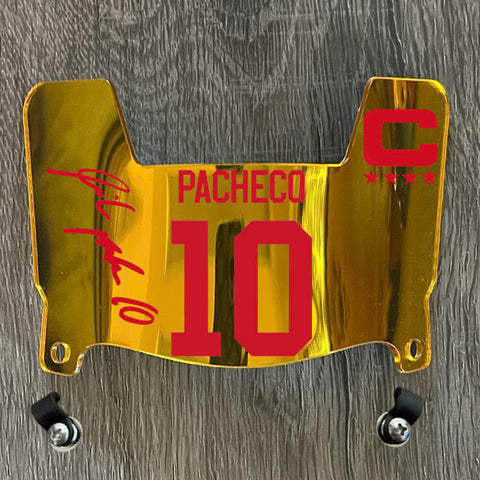 Kansas City Chiefs Isiah Pacheco Mini Football Helmet Visor Shield Gold Chrome Mirror w/ Clips - PICK COLOR