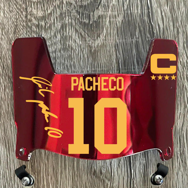 Kansas City Chiefs Isiah Pacheco Mini Football Helmet Visor Shield Red Chrome Mirror w/ Clips - PICK COLOR