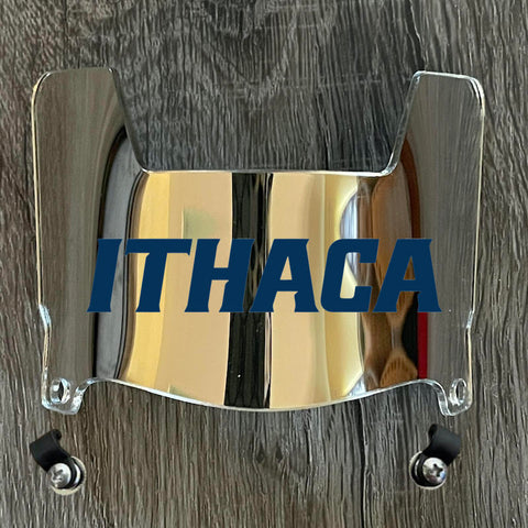 Ithica Bombers Mini Football Helmet Visor Shield Silver Chrome Mirror w/ Clips