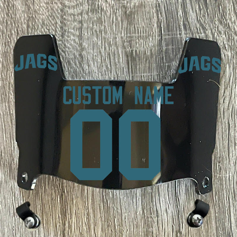 Jacksonville Jaguars Custom Name & Number Mini Football Helmet Visor Shield Black Dark Tint w/ Clips - TEAL