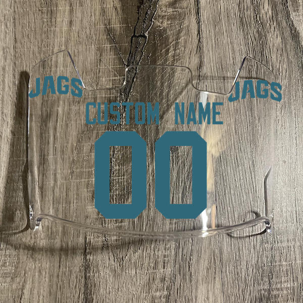 Jacksonville Jaguars Custom Name & Number Full Size Football Helmet Visor Shield Clear w/ Clips - TEAL
