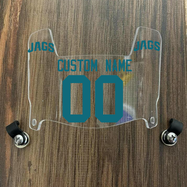 Jacksonville Jaguars Custom Name & Number Mini Football Helmet Visor Shield Clear w/ Clips - TEAL