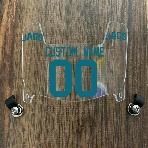 Jacksonville Jaguars Custom Name & Number Mini Football Helmet Visor Shield Clear w/ Clips - TEAL