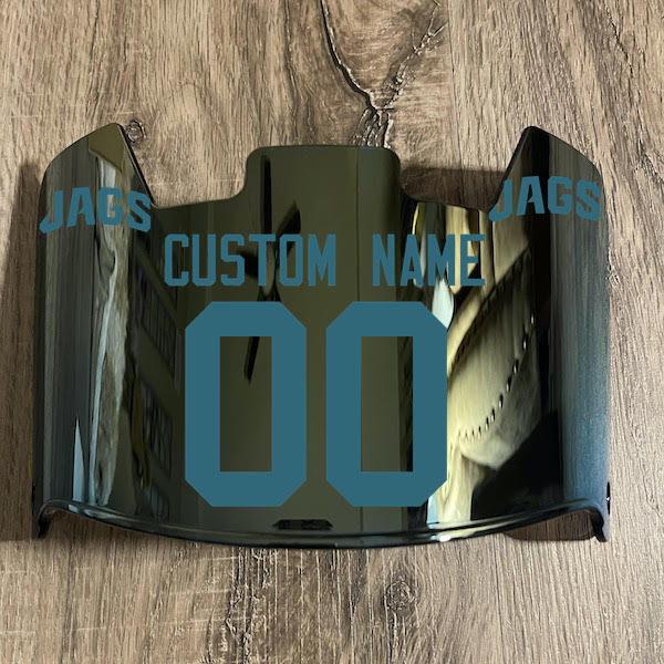 Jacksonville Jaguars Custom Name & Number Full Size Football Helmet Visor Shield Gold Iridium Mirror w/ Clips - TEAL