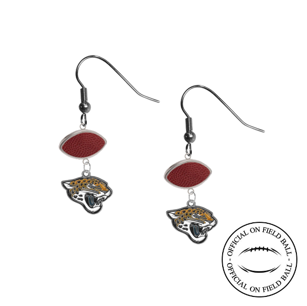 Jacksonville Jaguars NFL Authentic Official On Field Leather Football Dangle Earrings