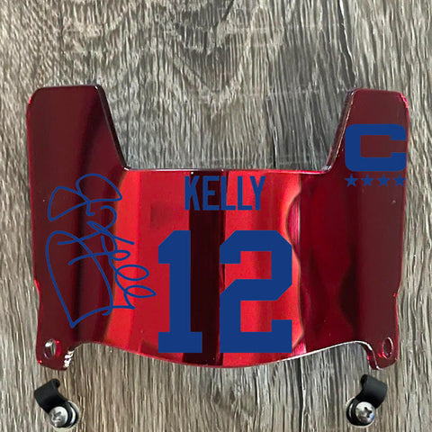 Buffalo Bills Jim Kelly Mini Football Helmet Visor Shield Red Chrome Mirror w/ Clips