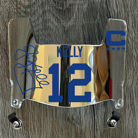 Buffalo Bills Jim Kelly Mini Football Helmet Visor Shield Silver Chrome Mirror w/ Clips