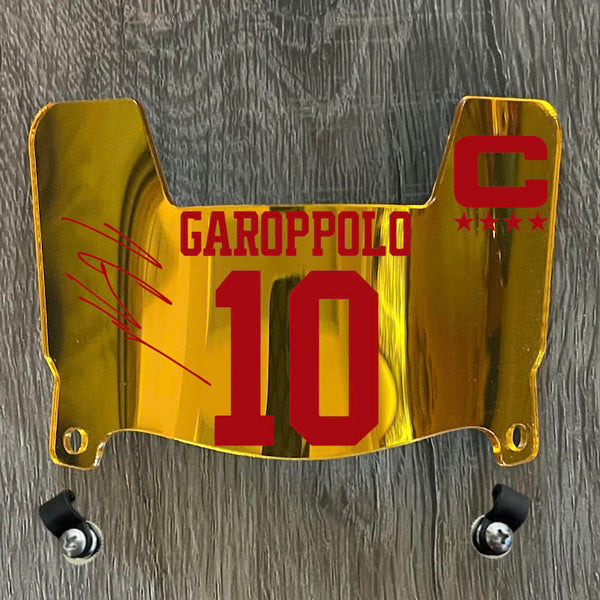 San Francisco 49ers Jimmy Garoppolo Mini Football Helmet Visor Shield Gold Chrome Mirror w/ Clips