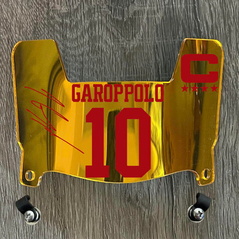 San Francisco 49ers Jimmy Garoppolo Mini Football Helmet Visor Shield Gold Chrome Mirror w/ Clips