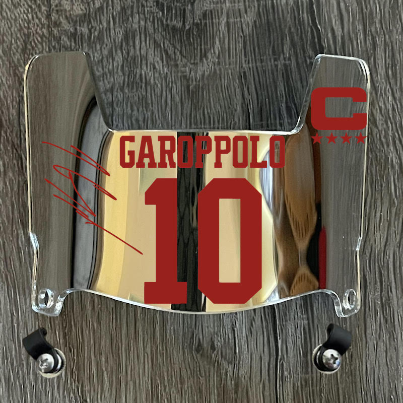 San Francisco 49ers Jimmy Garoppolo Mini Football Helmet Visor Shield Silver Chrome Mirror w/ Clips
