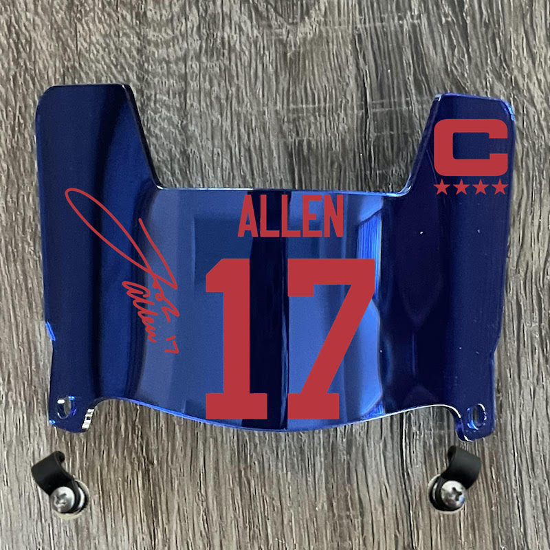 Buffalo Bills Josh Allen Mini Football Helmet Visor Shield Blue Chrome Mirror w/ Clips