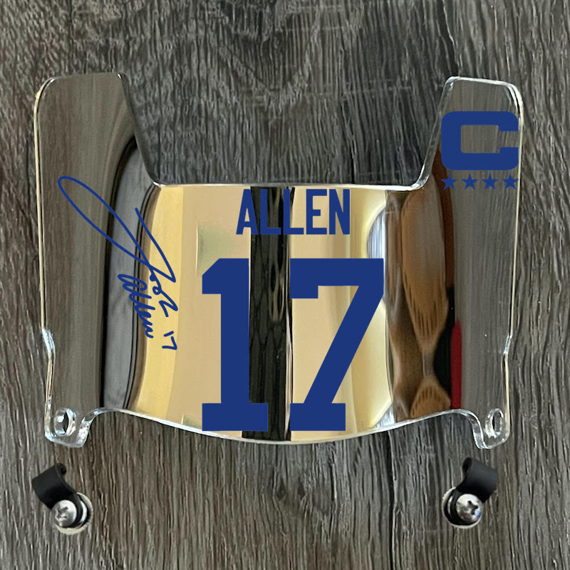 Buffalo Bills Josh Allen Mini Football Helmet Visor Shield Silver Chrome Mirror w/ Clips
