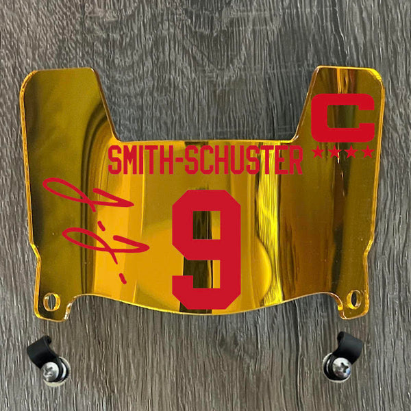 Kansas City Chiefs JuJu Smith-Schushter Mini Football Helmet Visor Shield Gold Chrome Mirror w/ Clips - PICK COLOR