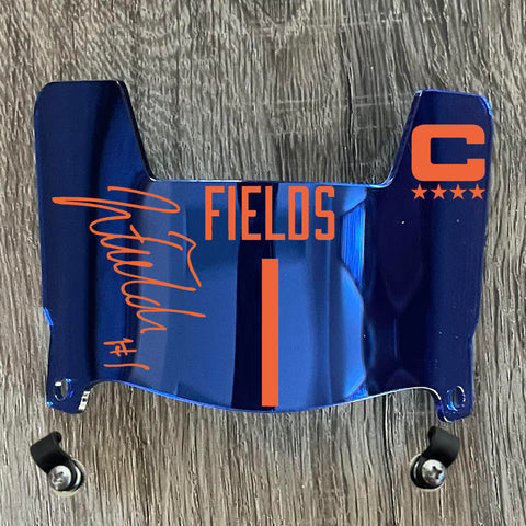 Chicago Bears Justin Fields Mini Football Helmet Visor Shield Blue Chrome Mirror w/ Clips