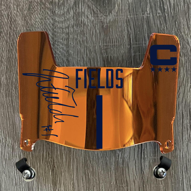 Chicago Bears Justin Fields Mini Football Helmet Visor Shield Orange Chrome Mirror w/ Clips
