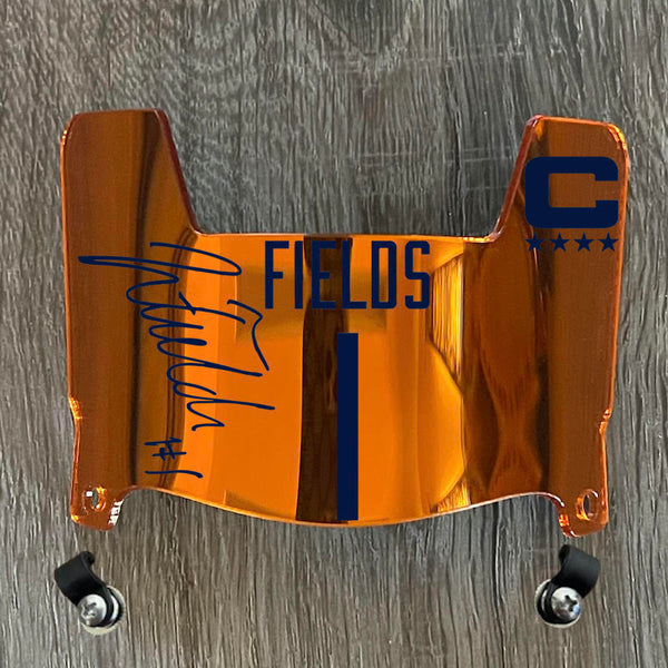 Chicago Bears Justin Fields Mini Football Helmet Visor Shield Orange Chrome Mirror w/ Clips