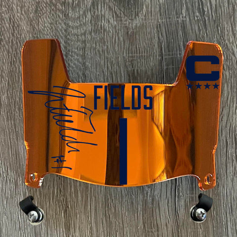 Chicago Bears Justin Fields Mini Football Helmet Visor Shield Orange Chrome Mirror w/ Clips