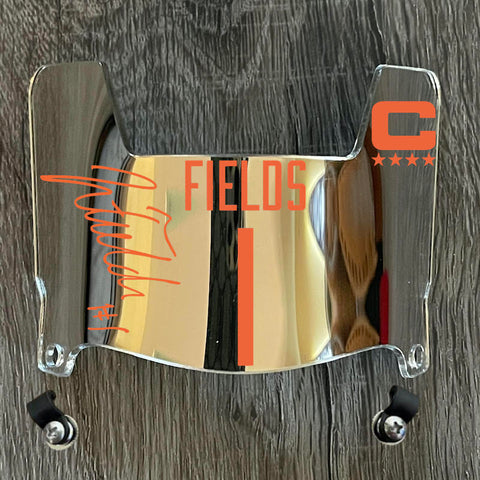 Chicago Bears Justin Fields Mini Football Helmet Visor Shield Silver Chrome Mirror w/ Clips