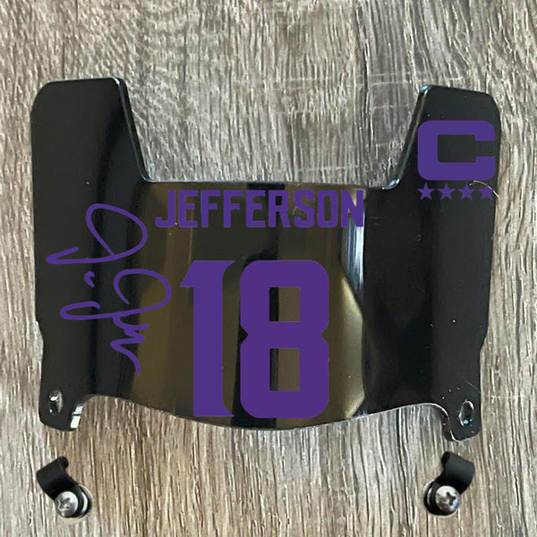 Minnesota Vikings Justin Jefferson Mini Football Helmet Visor Shield Black Dark Tint w/ Clips