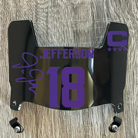 Minnesota Vikings Justin Jefferson Mini Football Helmet Visor Shield Black Dark Tint w/ Clips