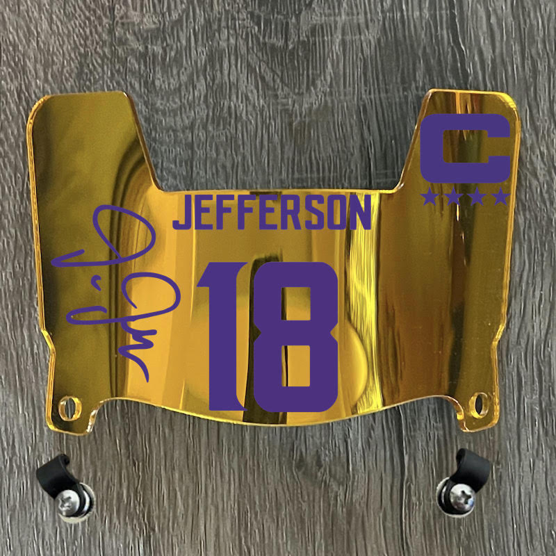 Minnesota Vikings Justin Jefferson Mini Football Helmet Visor Shield Clear w/ Clips