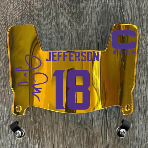 Minnesota Vikings Justin Jefferson Mini Football Helmet Visor Shield Clear w/ Clips