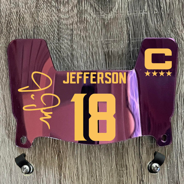 Minnesota Vikings Justin Jefferson Mini Football Helmet Visor Shield Purple Chrome Mirror w/ Clips
