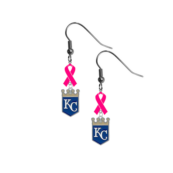 Kansas City Royals MLB Breast Cancer Awareness Pink Ribbon Dangle Earrings