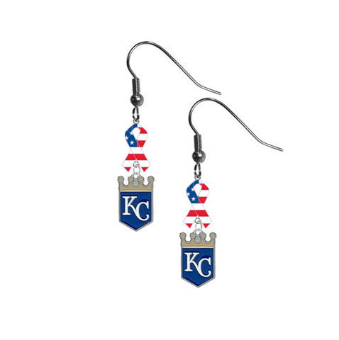 Kansas City Royals MLB USA American Flag Ribbon Dangle Earrings