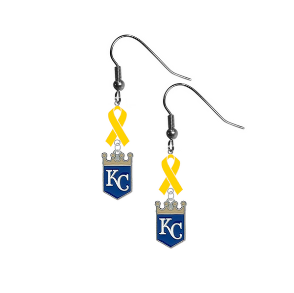Kansas City Royals MLB Childhood Cancer Awareness Yellow Ribbon Dangle Earrings