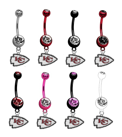 Kansas City Chiefs NFL Football Belly Button Navel Ring - Pick Your Color