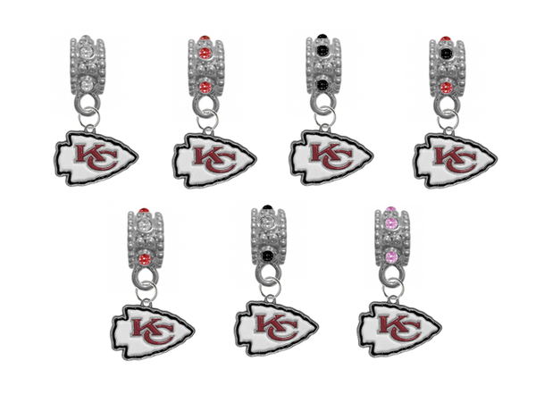 Kansas City Chiefs NFL Football Crystal Rhinestone European Bracelet Charm