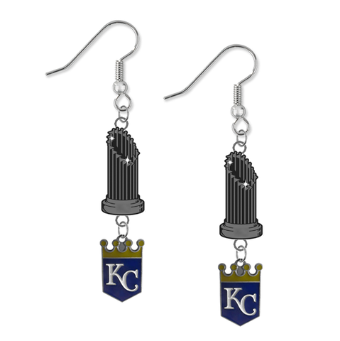 Kansas City Royals MLB World Series Trophy Dangle Earrings