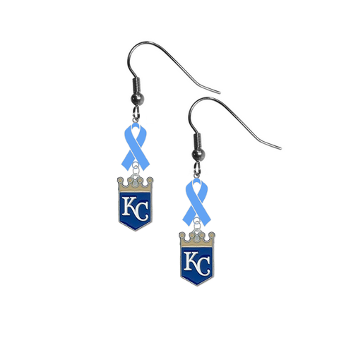 Kansas City Royals MLB Prostate Cancer Awareness Light Blue Ribbon Dangle Earrings