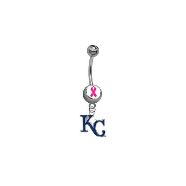 Kansas City Royals Style 2 Breast Cancer Awareness Belly Button Navel Ring