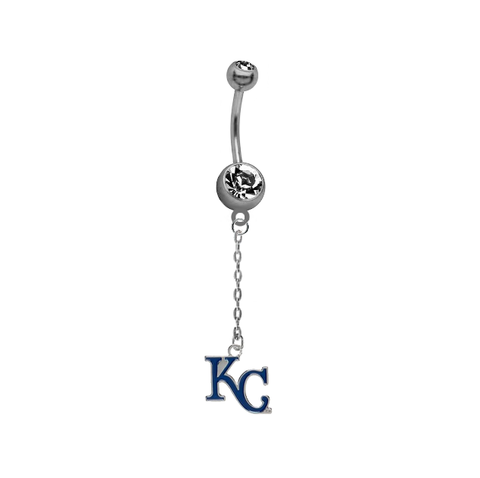 Kansas City Royals Style 2 Dangle Chain Belly Button Navel Ring